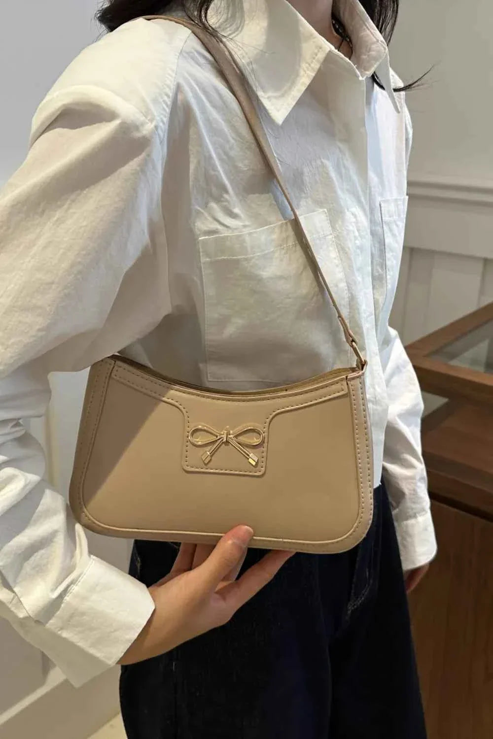 Bow Trim PU Leather Shoulder Bag 2d2e7523-3d90-411e-ae53-377eca1c9156-Max