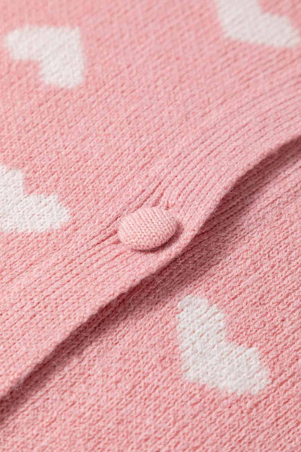 Light Pink Heart Pattern Button Front Cardigan Sweater 2d3998c15c9c4bf2