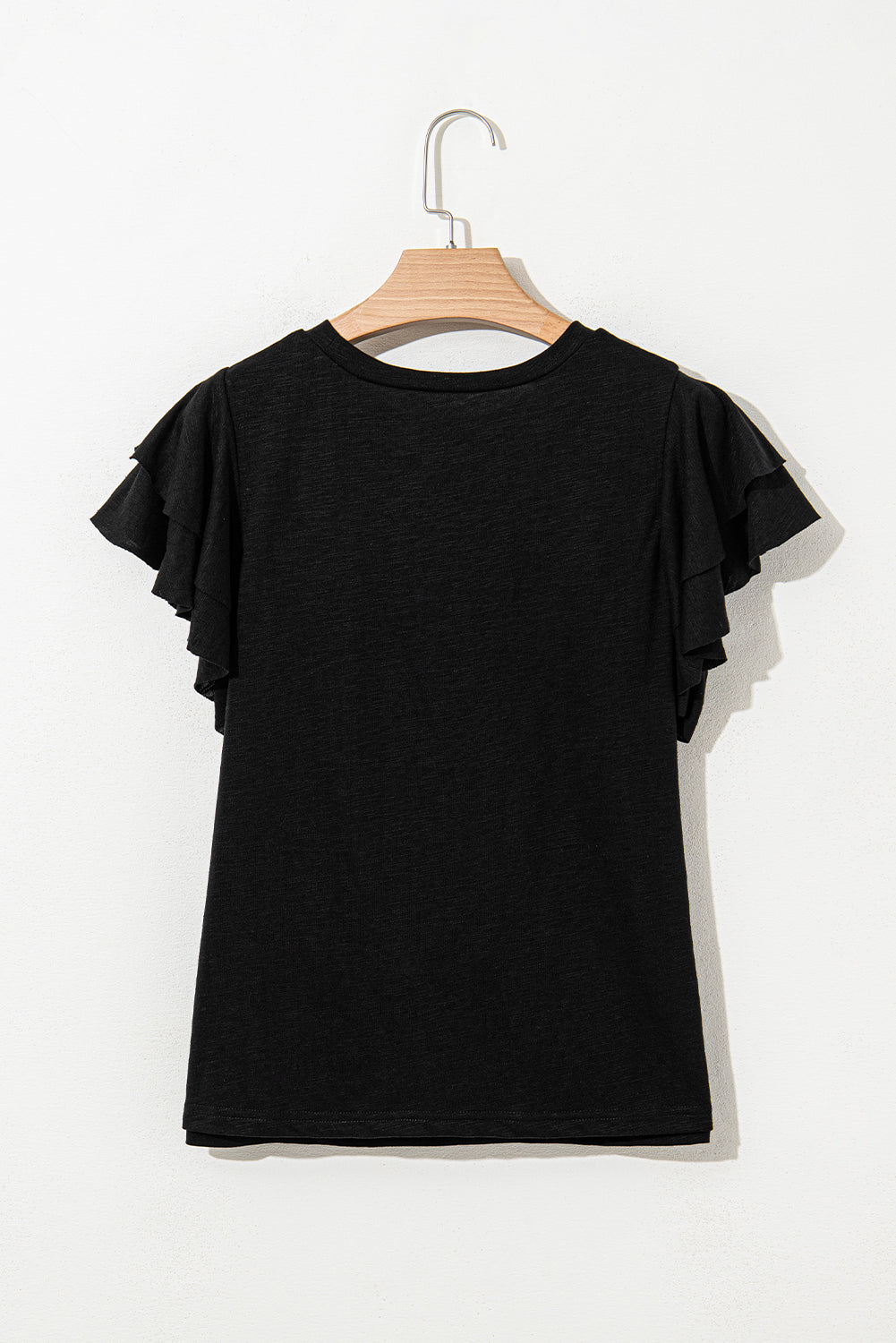 Dark Grey Ruffle Sleeve Plain Blouse 2d421f9a95ab890b