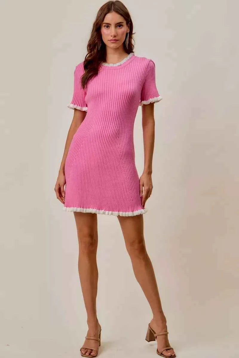 SO ME Contrast Ruffled Sweater Knit Mini Dress 2d6095e8b3db43ba8d8712984b59fa9c-Max-Origin