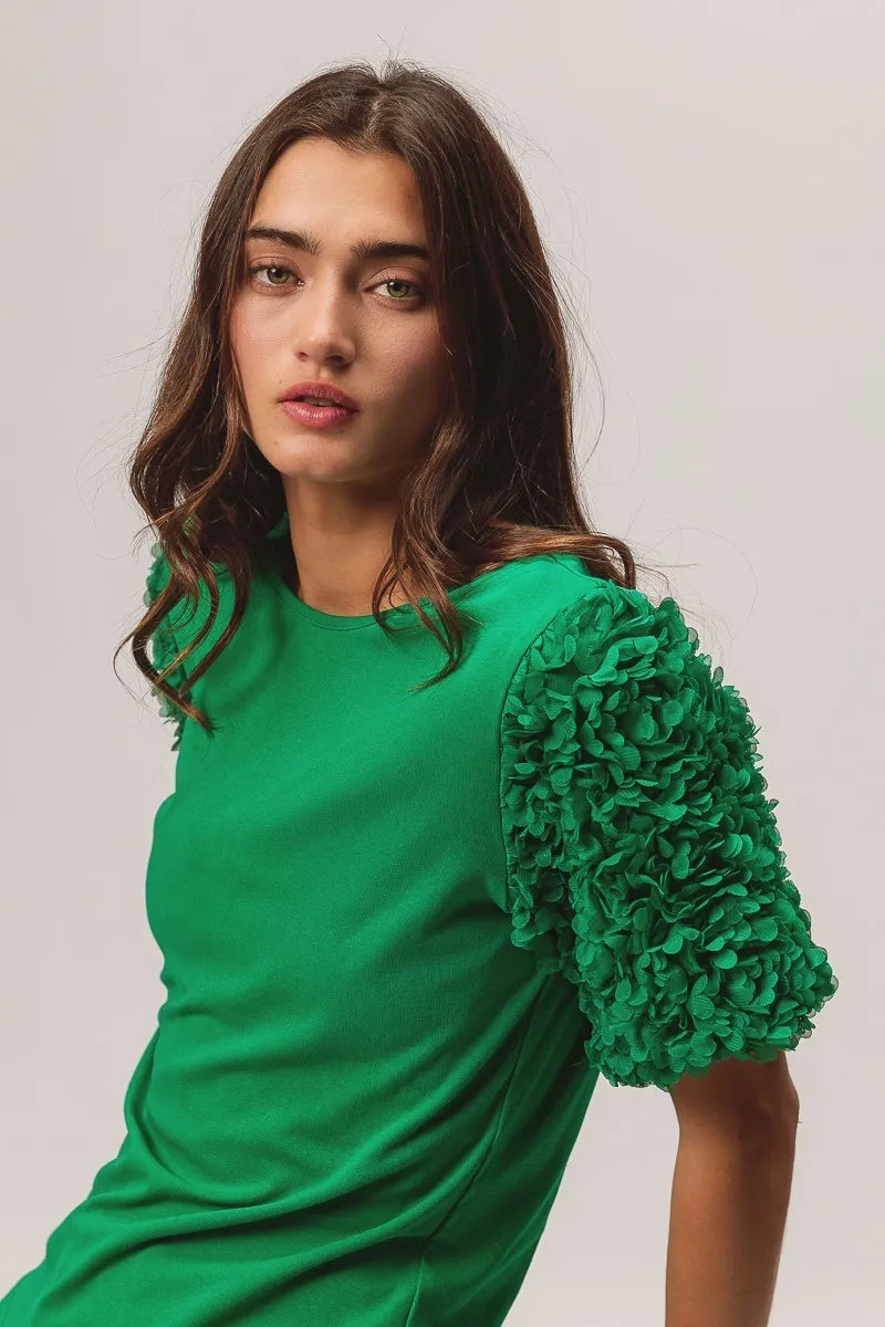 BiBi Short Mesh Flower Sleeve Knit Top 2d699f69e4ac4ff5891c874de26d803d-Max-Origin