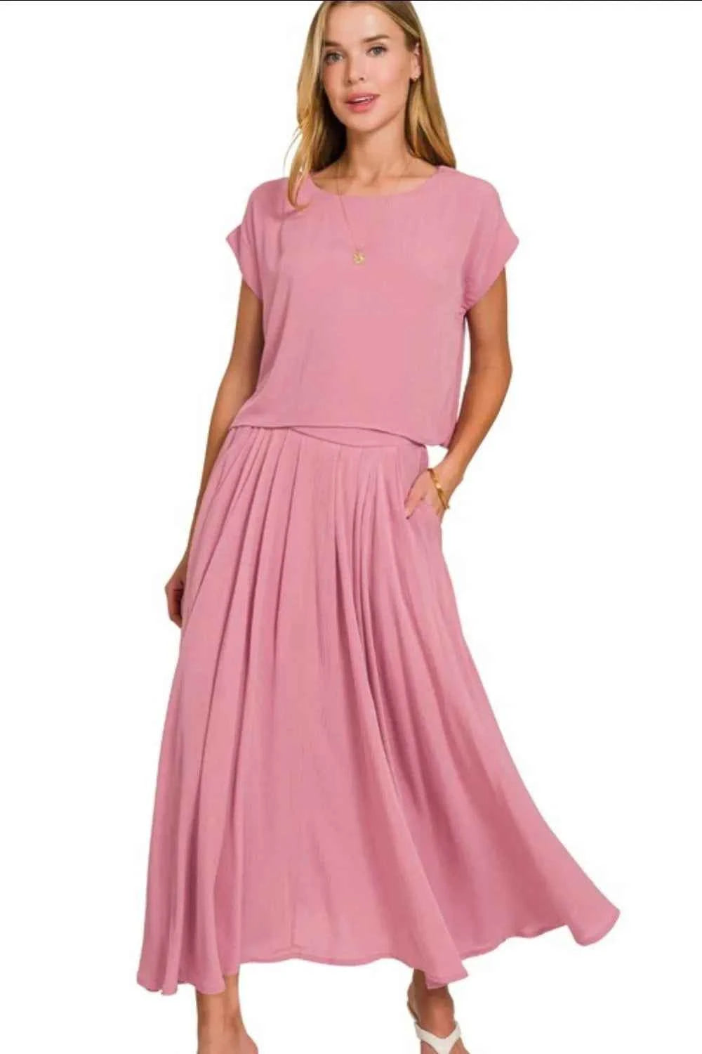 Zenana Woven Crinkle Gauze Crop Tee and Skirt Set 2d73cf2c-af35-4e4d-a505-ad35ac9a26c9-Max-Origin