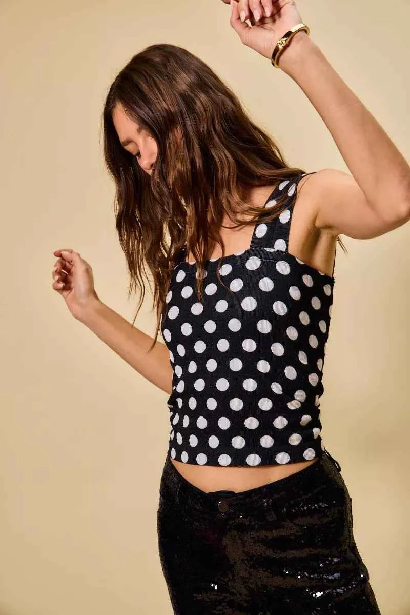 SO ME Polka Dot Knit Crop Seamless Casual Tank 2d7911c45ea945c986582a2407279397-Max-Origin