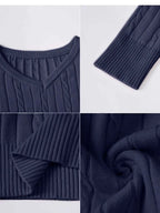 Cable Knit V-Neck Pullover Sweater 2d7a0f8075154e72893d7fee16c4d466-Max-Origin