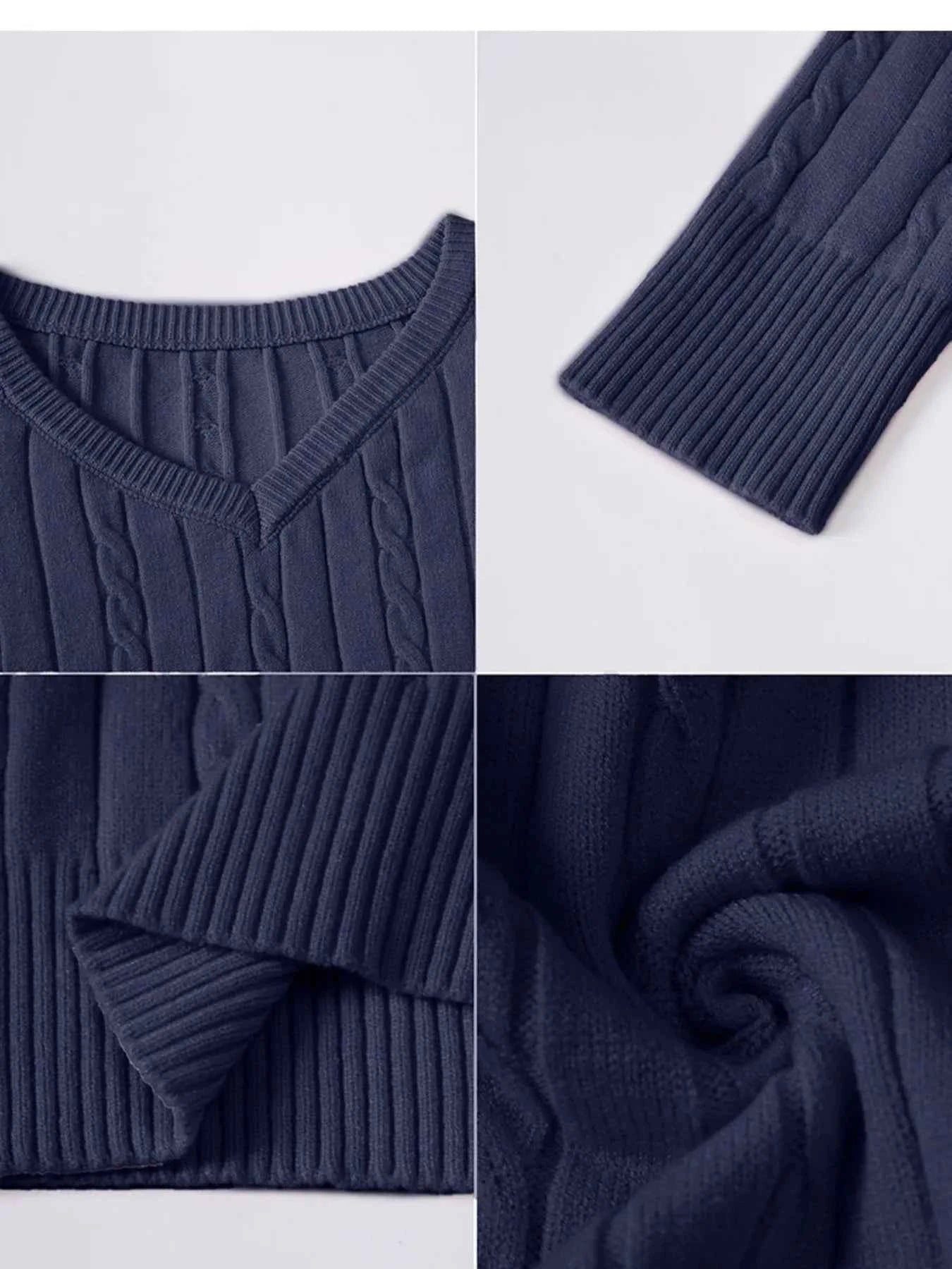 Cable Knit V-Neck Pullover Sweater
