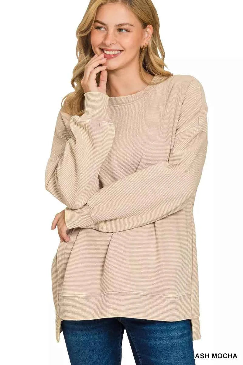 Zenana Full Size Acid Washed Double Ribbed Hi-low Sweatshirt Plus Size ASH MOCHA 2d81eb14ec334029bee9ebb556df7590-Max-Origin