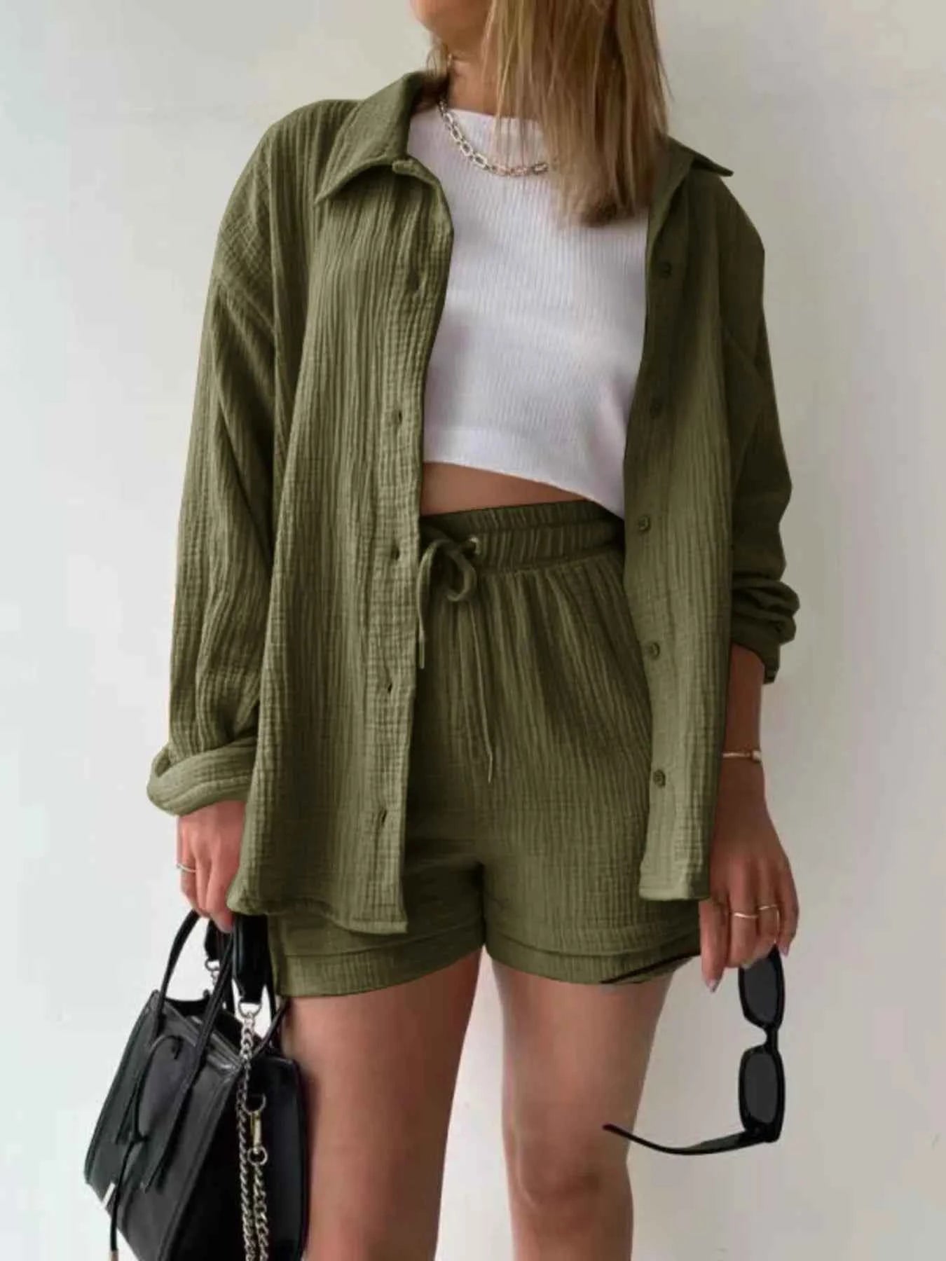 Button Up Shirt and Shorts Set Army Green 2d832db35f7b4085b198b9bda4c06dea-Max-Origin