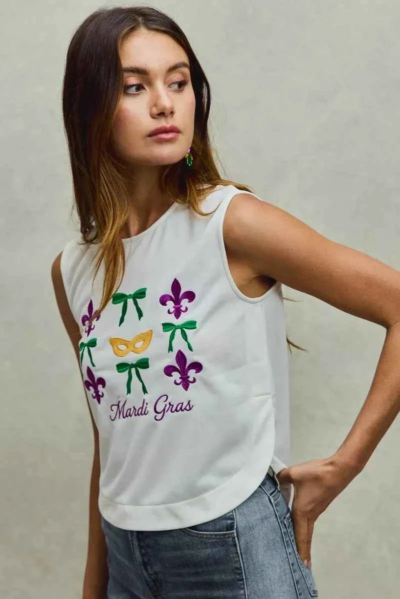 SO ME Mardi Gras Fleur De Lis And Ribbon Embroidered Top 2d8ea46a67e3495f90f6e88fdf9eab98-Max-Origin