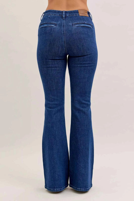 High Waist Flare Jeans with Front Patch Pockets 2dad560d-eed9-4ef2-a248-b4265ce70305-Max-Origin