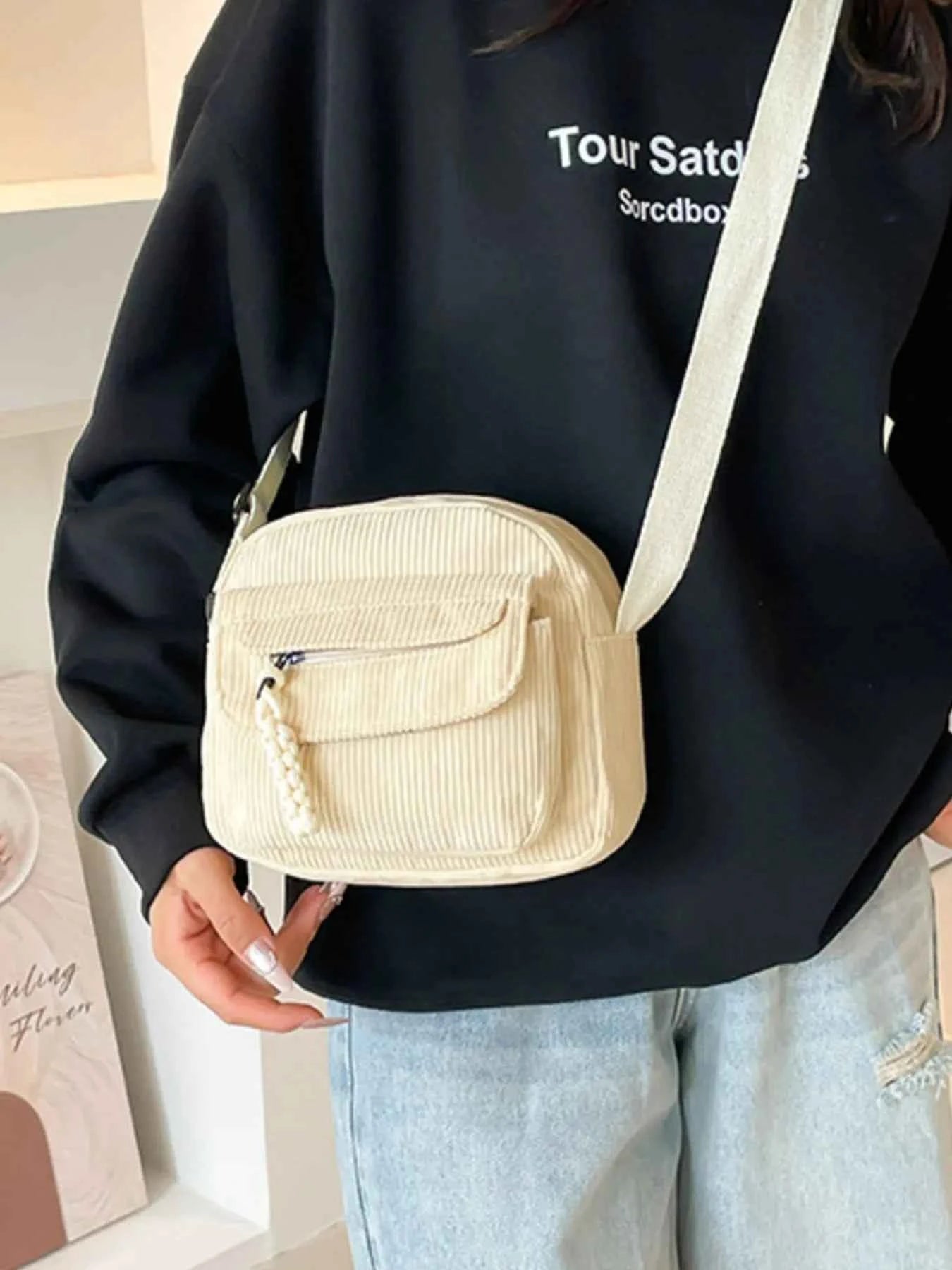Corduroy Crossbody Bag with Adjustable Strap 2db271ab-9fff-478a-b28a-daf8b081182c-Max-Origin