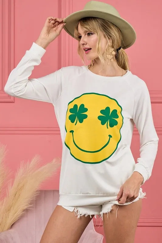 BiBi Smile Face Graphic Round Neck Long Sleeve Top 2dd14dd8e44342dabecce11d264749ad-Max-Origin