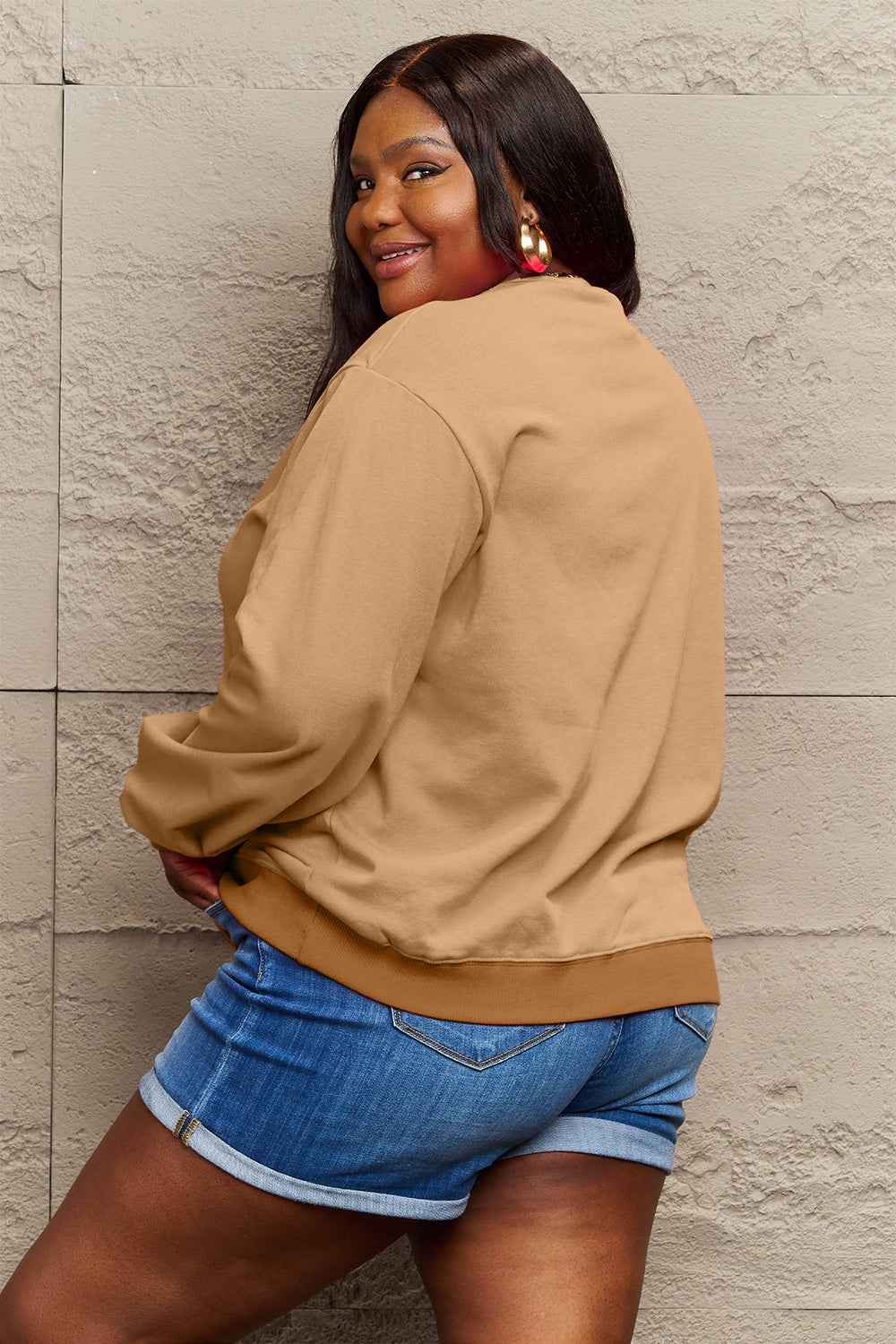 Simply Love Full Size IN MY MAMA EAR Graphic Sweatshirt 2dd1823fc4754c938e5cafc948770dfa-Max