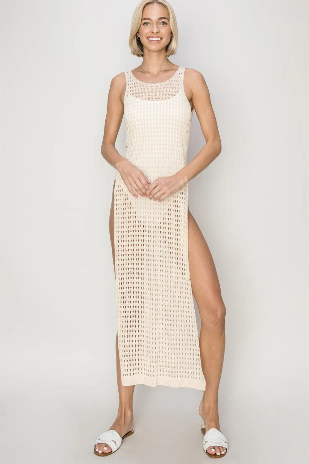HYFVE Crochet Backless Cover Up Dress Beige 2de99883-ee2f-4e36-b78a-c914580efb5e-Max