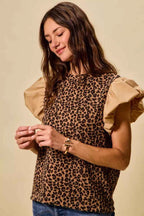 SO ME Leopard Pointelle Knit Top with Puff Sleeves 2dfd076db64c4b6c81d10d01ebf3ad8c-Max-Origin