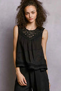 POL Round Neck Sleeveless Top with Crochet Contrast BLACK 2dfdb6be-45a8-425a-bd42-b16732771029-Max-Origin