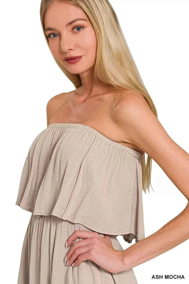 Zenana Woven Crinkle Strapless Maxi Dress 2e0c61cddb9c48e9a479b47351f2ac93-Max-Origin