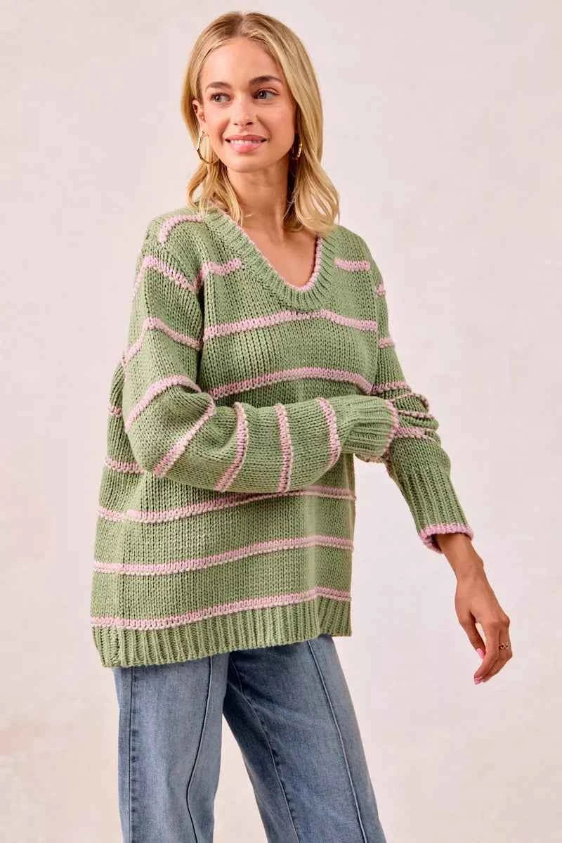 BiBi Striped Long Sleeve Sweater 2e20161825704024b9e48d4cce3f2b2c-Max-Origin
