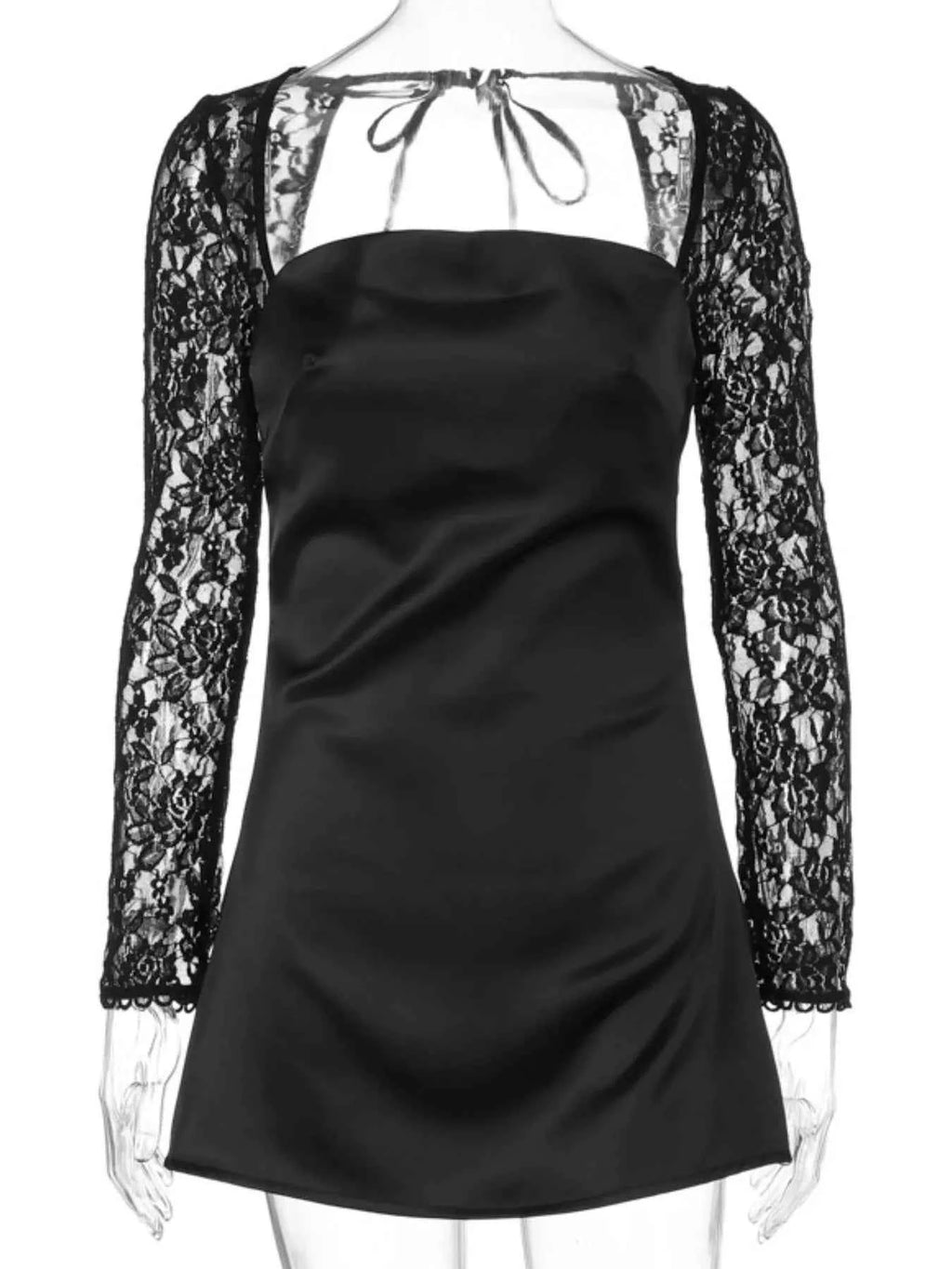 Tie Back Lace Long Sleeve Mini Dress 2e2a64ce-366e-42be-9e8f-0ac3174038b4-Max-Origin