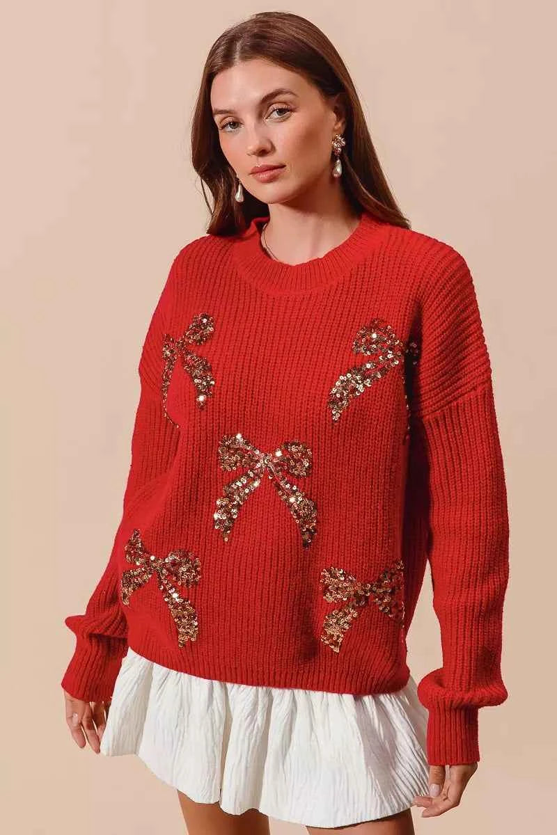 SO ME All Over Ribbon Sequins Christmas Holiday Sweater 2e2b2136a9d846af9d91c8d7ab39cdfa-Max-Origin