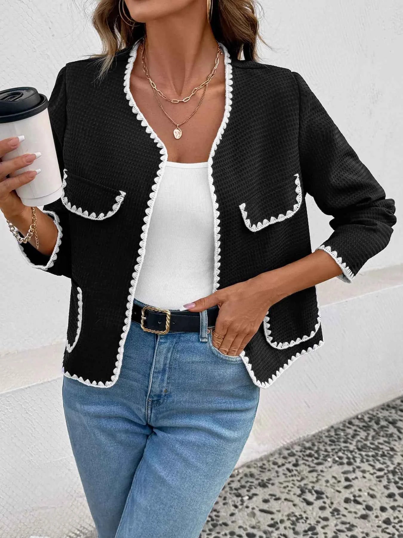 Contrast Trim Open Front Jacket 2e3959aa455c429abbf8f57729bea44b-Max-Origin
