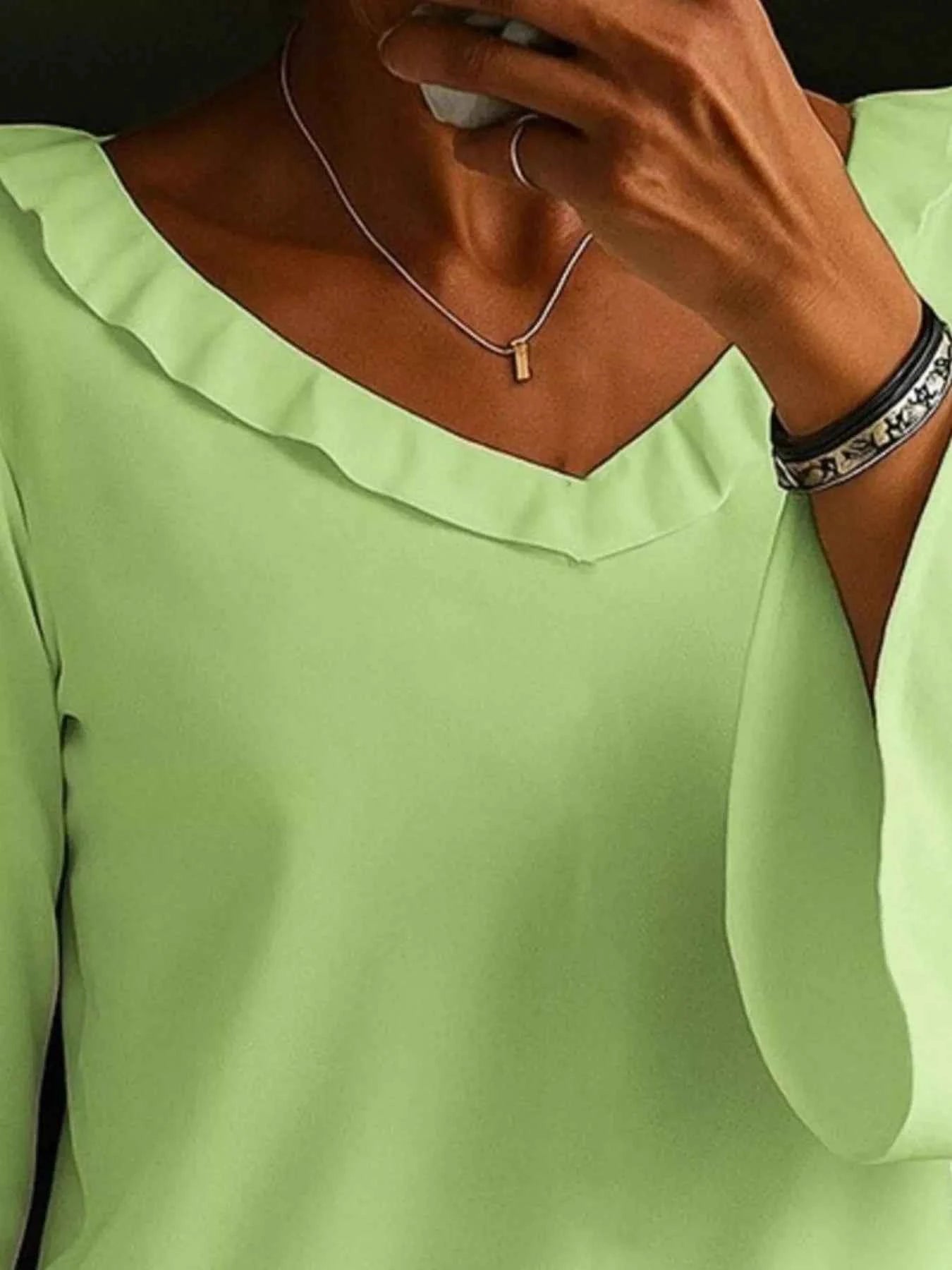 Full Size Ruffled V-Neck Long Sleeve Blouse Plus Size 2e417141-55b7-4fcb-9e15-dd5d29f30e9d-Max-Origin