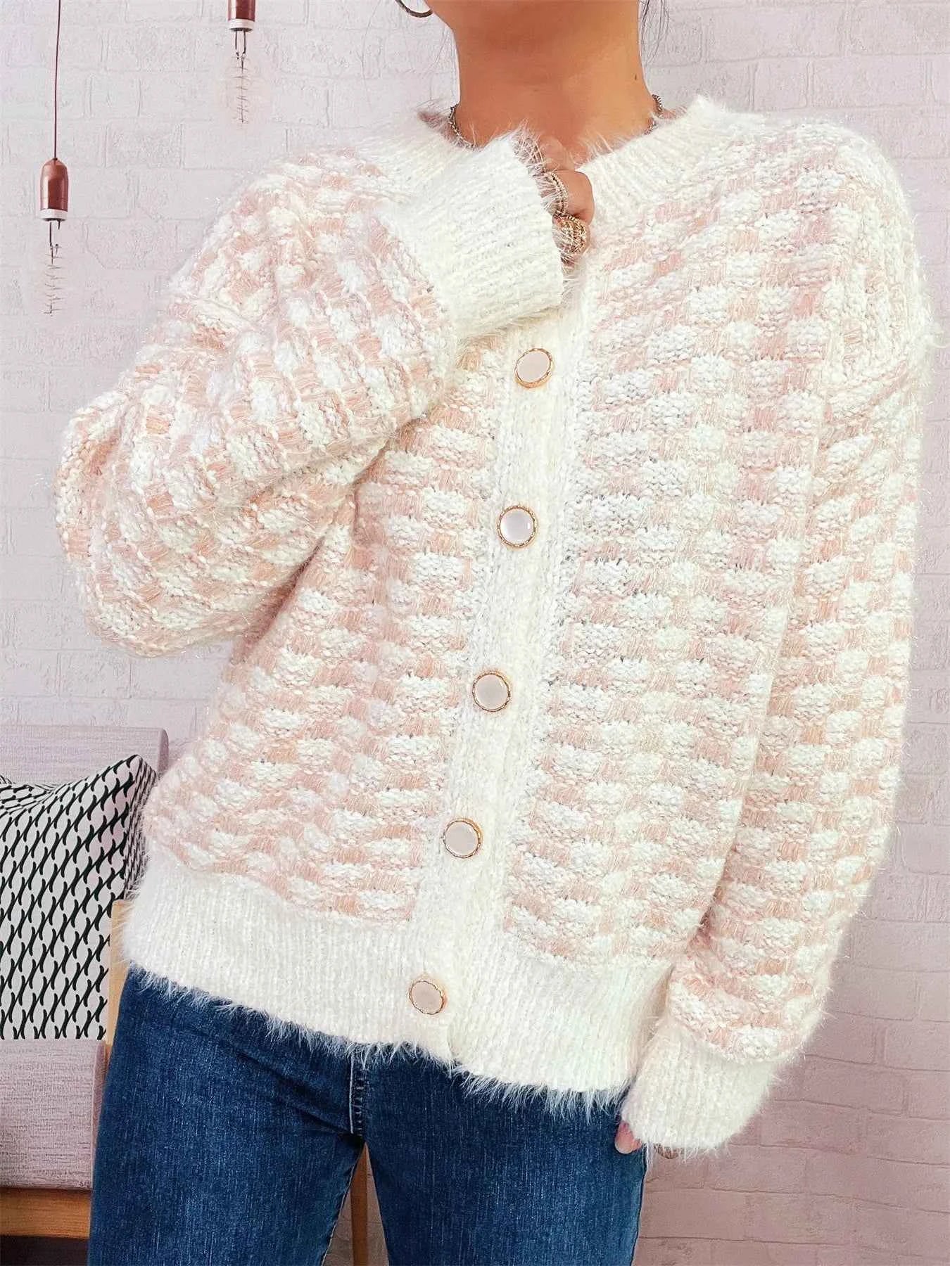 Fluffy Textured Button-Up Cardigan 2e569932726e465c8bc67a163b71382a-Max-Origin