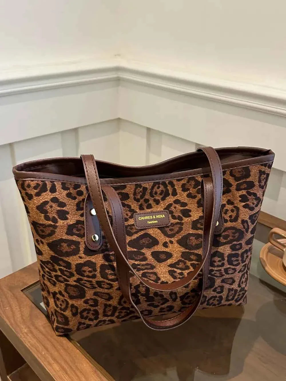 Leopard Polyester Tote Bag Caramel One Size 2e5a71f9-4c60-4583-867e-1aa7472041b1-Max