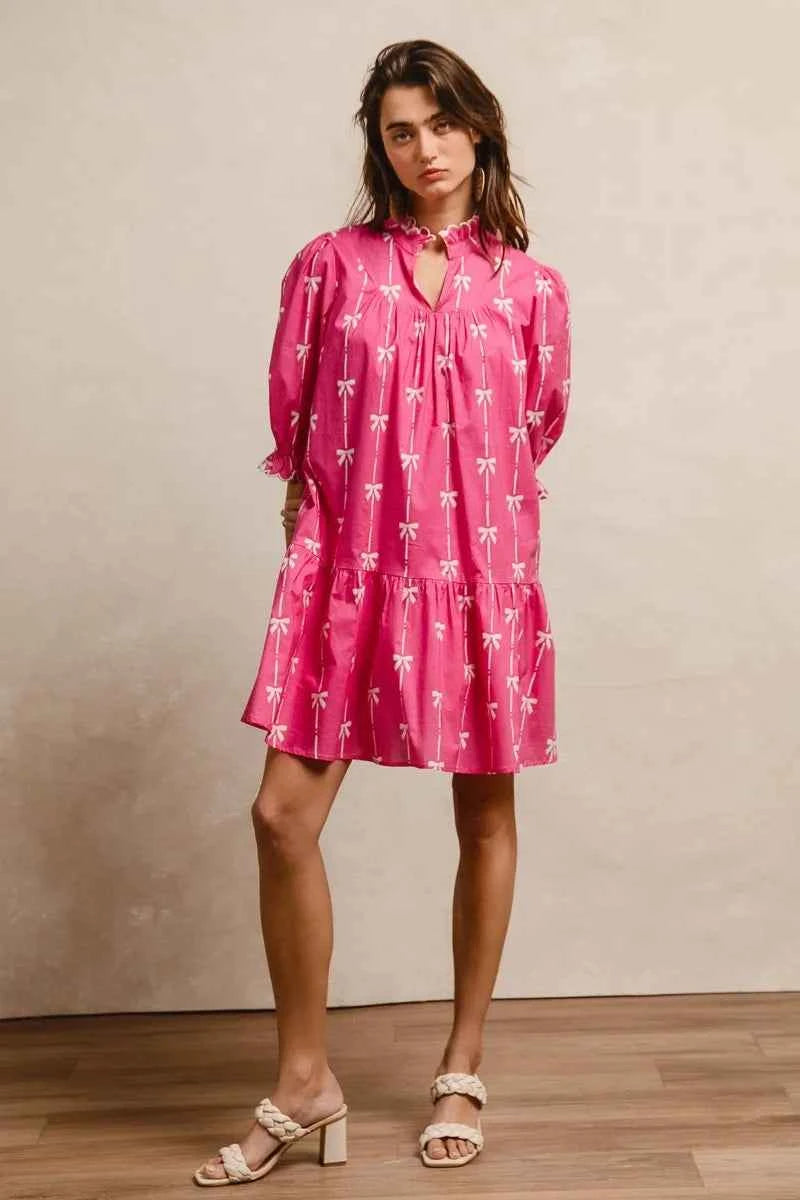 BiBi Ribbon Patterns With Scallops Edge Details Short Sleeve Dress 2e74c5f92cbf48f3a87e67f65aef69a6-Max-Origin