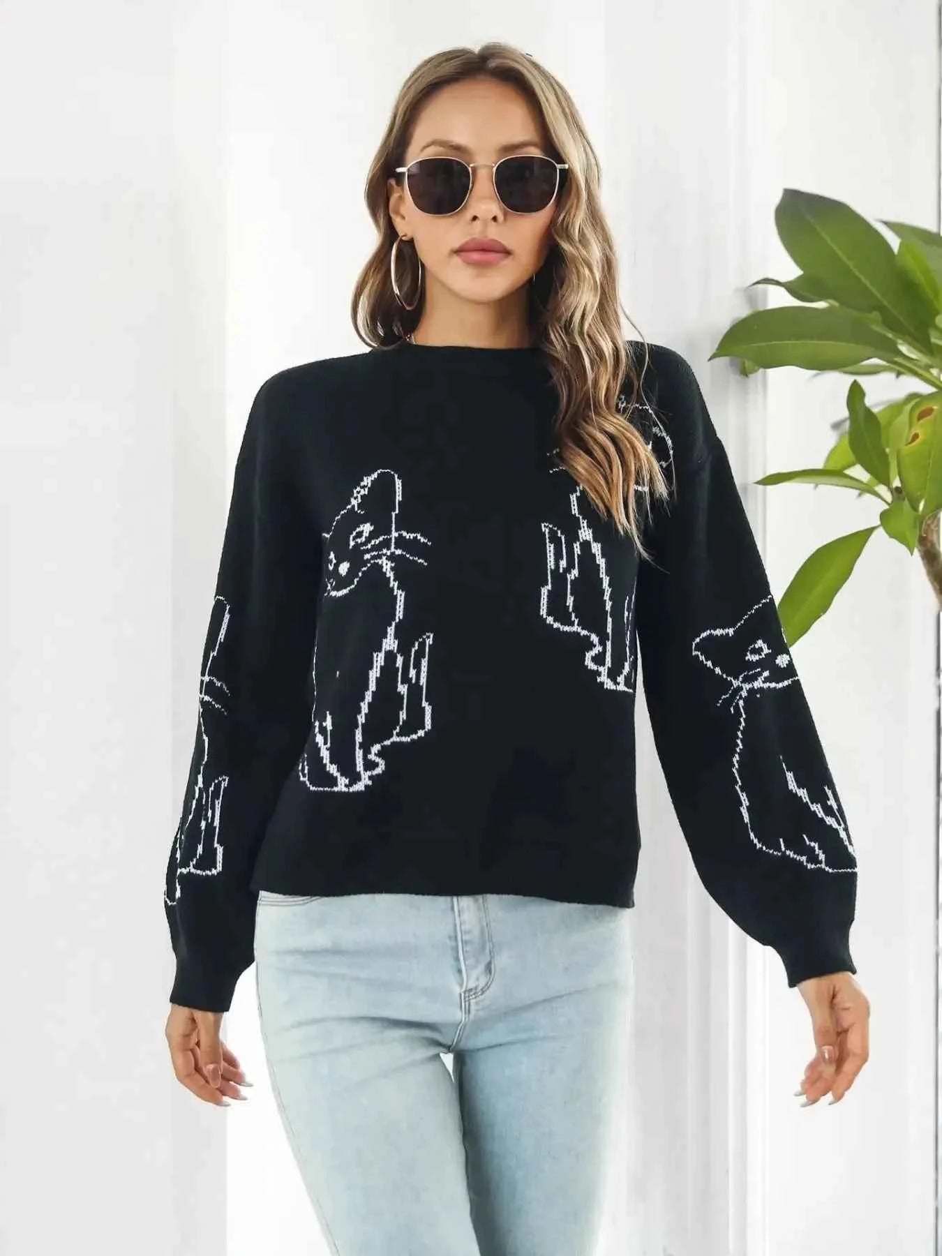 Round Neck Long Sleeve Sweater 2e784362-3eba-4ca6-bc1d-d83266dd5143-Max-Origin