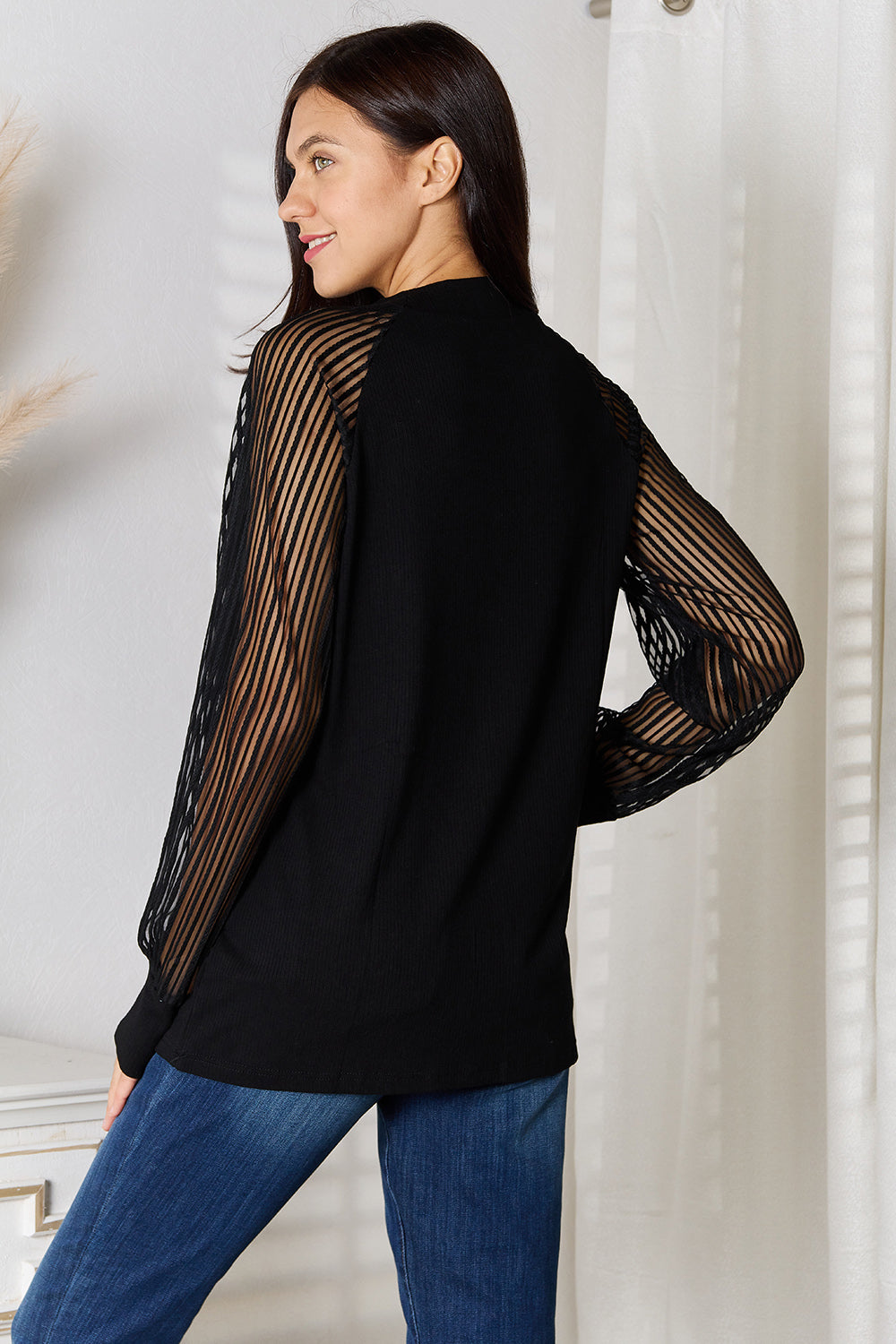 Double Take Round Neck Raglan Sleeve Blouse 2e7ca9afe9d84be6ae3d59783599c8b9-Max