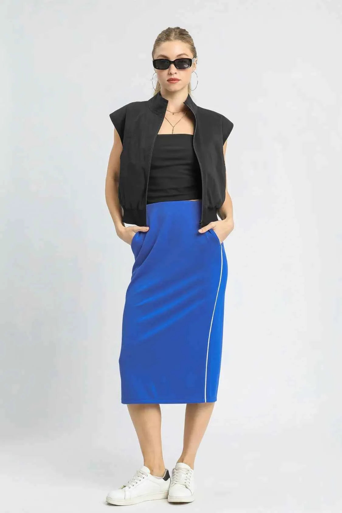 Umgee Midi Pencil Skirt with Contrast Piping Detail 2e8d3e2f-f46f-49df-822e-30e6f7335d58-Max-Origin