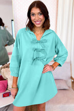 Moonlight Jade Bow Front Patchwork Bracelet Sleeve Mini Dress 2e8e1d3b4f8ff70b