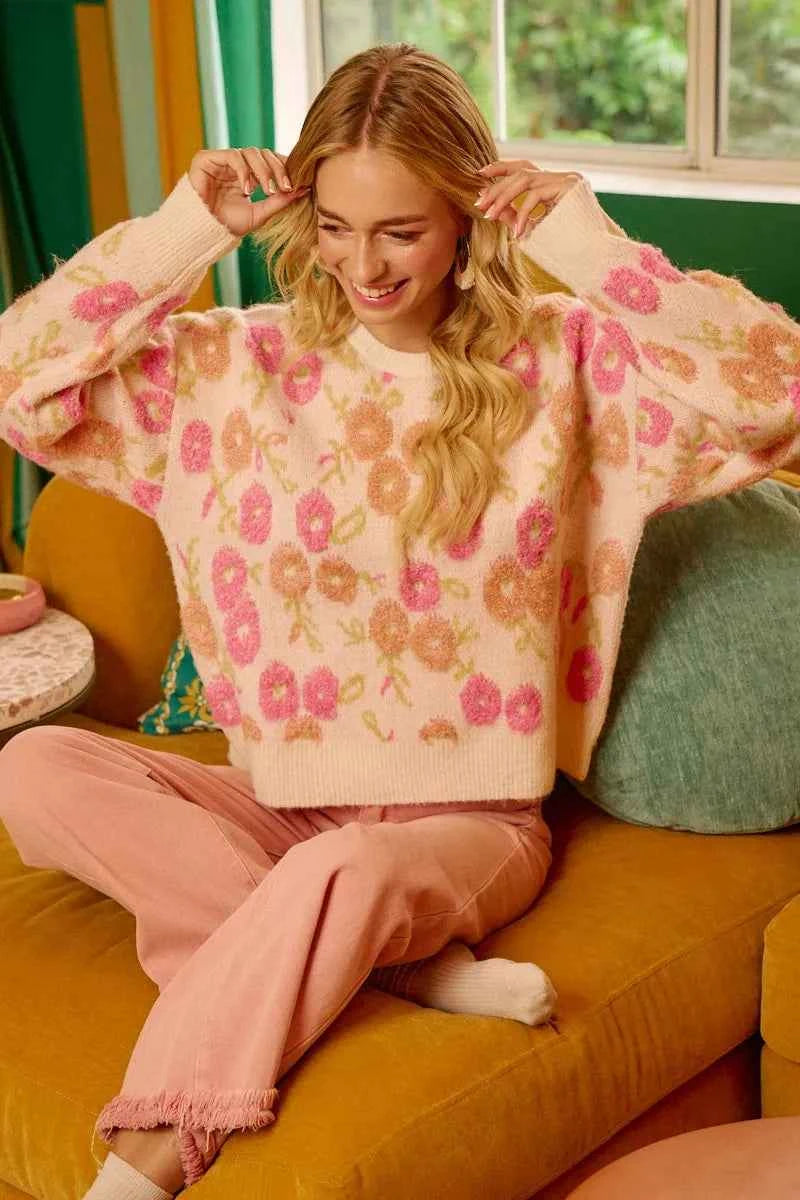 BiBi Towel Texture Floral Pattern Sweater 2e8ef0d81a444dffb862c12094333cb0-Max-Origin