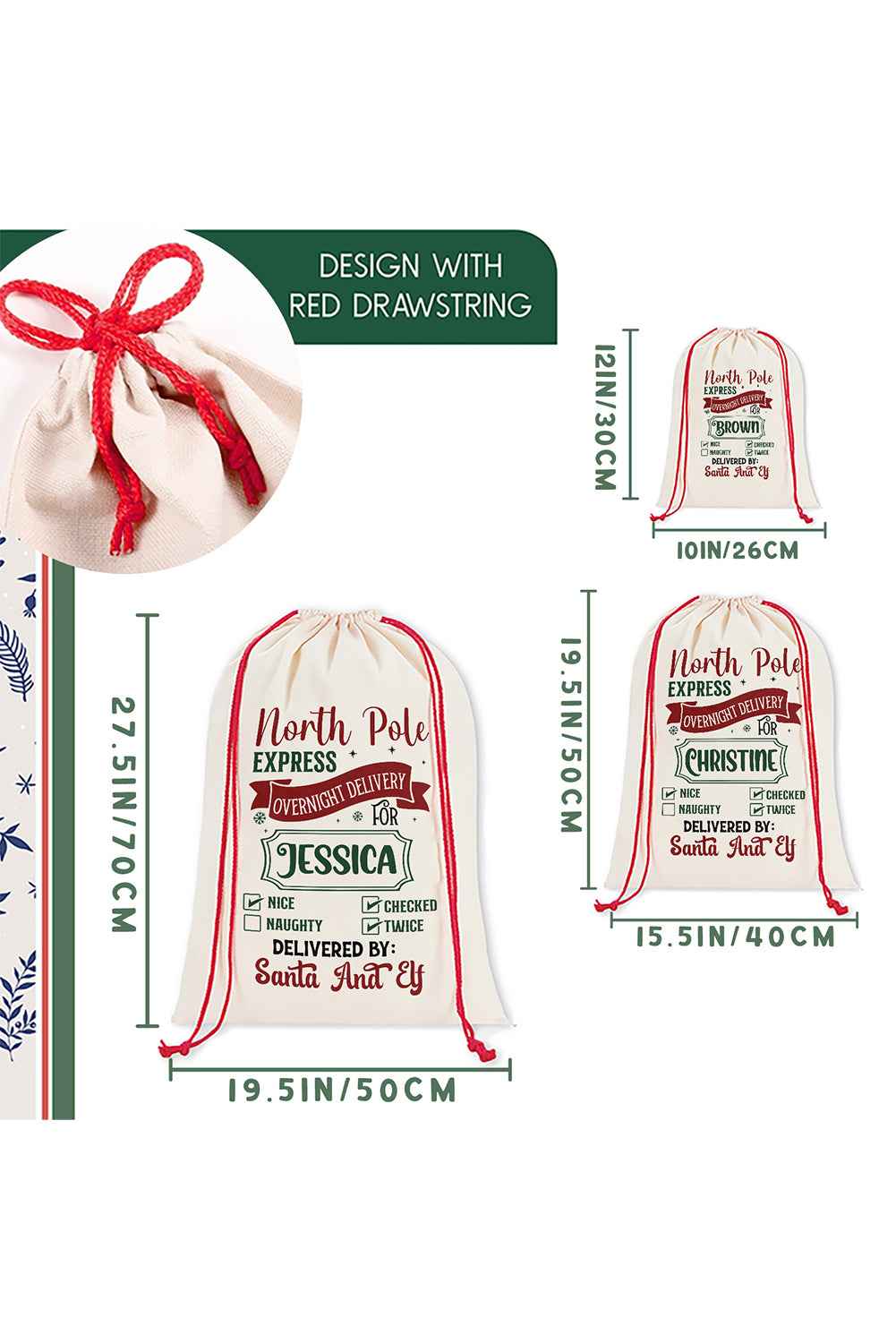 White North Pole Express Drawstring Christmas Gift Bag 2e94d47619b3e3c6