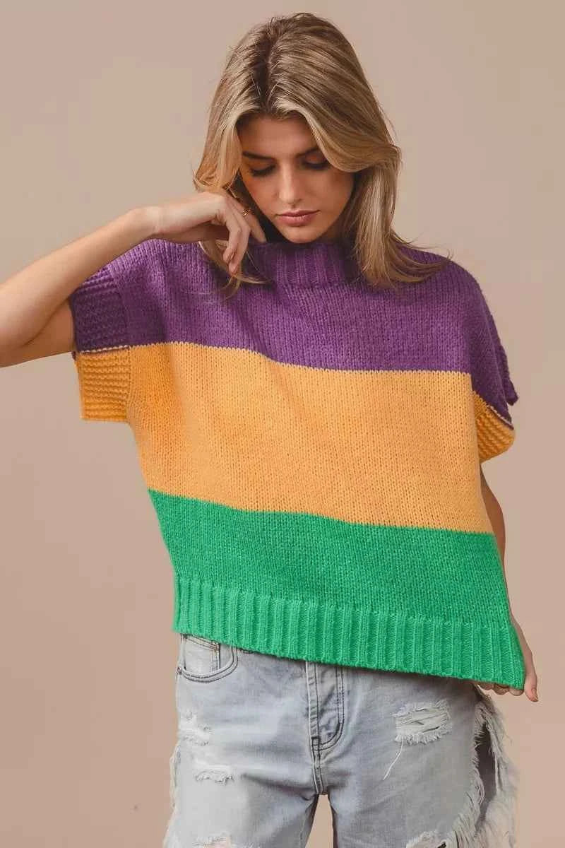 BiBi Mardi Gras Color Block Drop Shoulder Sweater Top 2e9c432dce244f03967b1f14dbe8f07c-Max-Origin