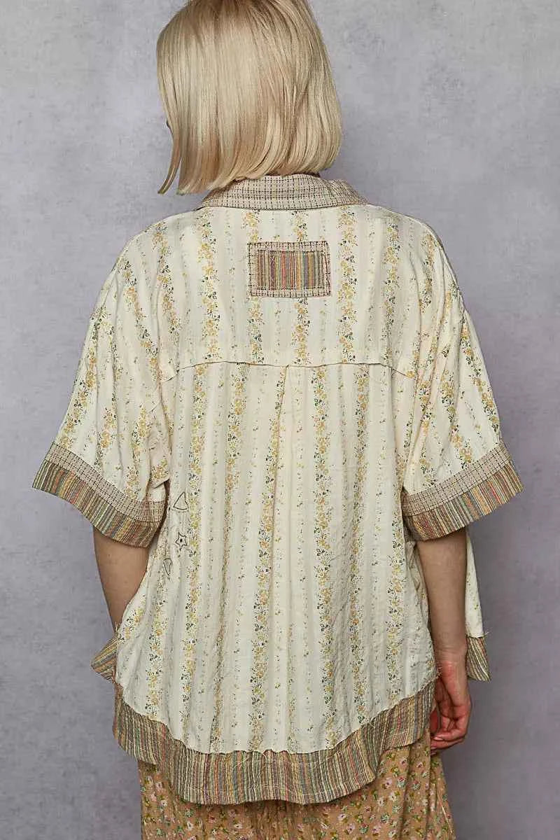 POL Printed Button Down Patchwork Short Sleeve Shirt 2eb16ca5-7ccd-484d-930c-c0dc1228b8b2-Max-Origin
