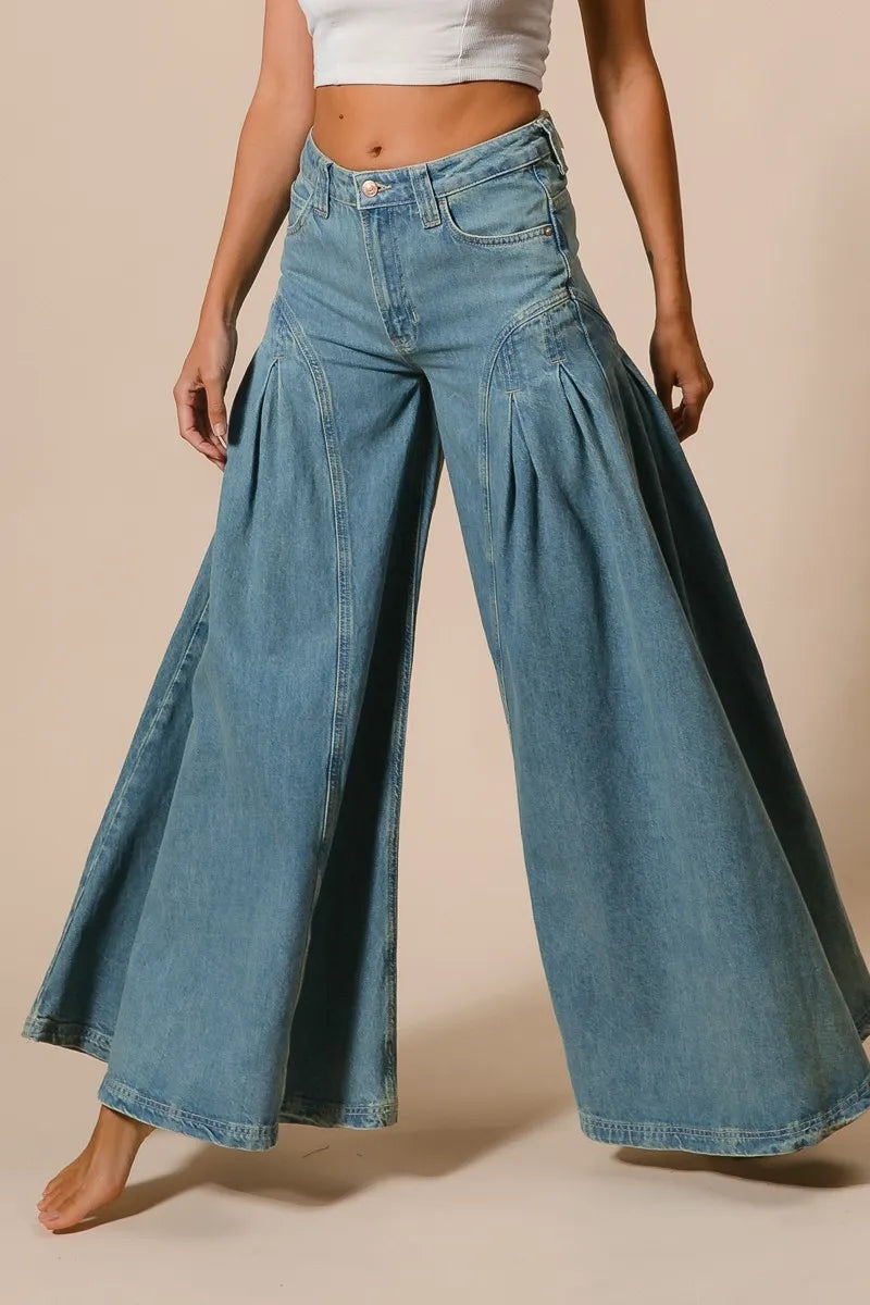 BiBi Pleated Detail Wide Jeans DENIM 2eb1c193b1ca4564a9b65d5ee543b095-Max-Origin