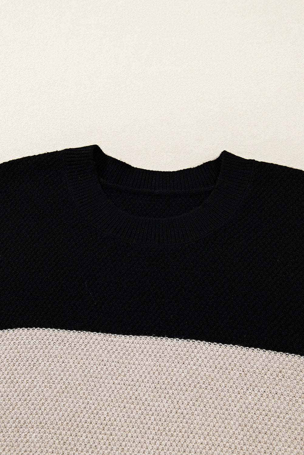 Dark Brown Colorblock Striped Sleeve Detail Knit Sweater 2ec5ad4db19f3b26