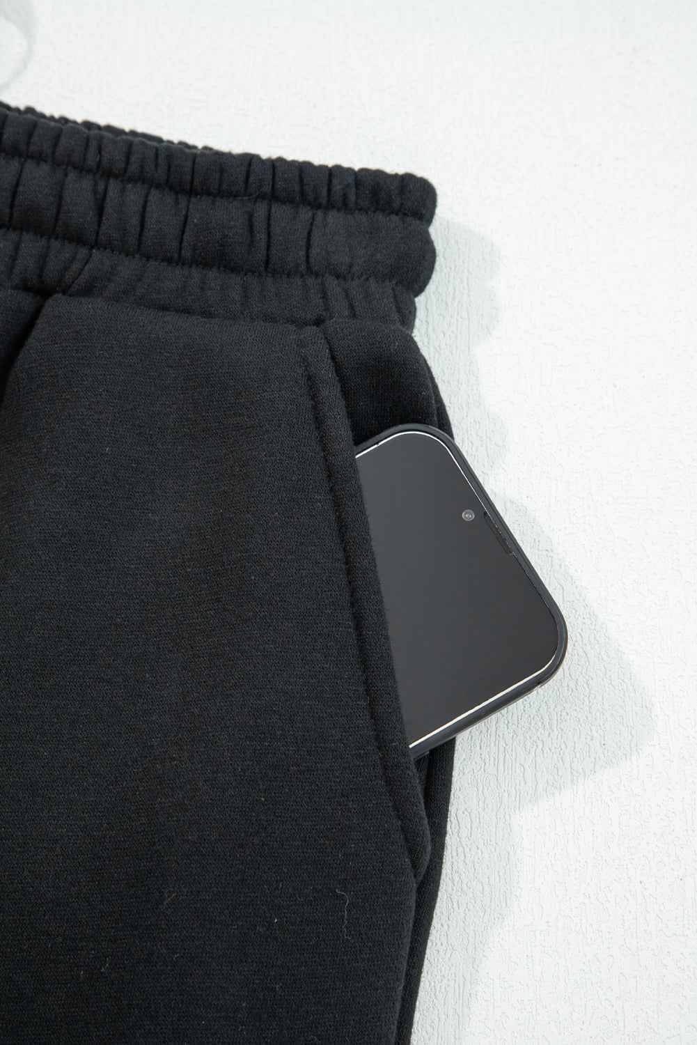 Oatmeal Fleece Lined Leopard Drawstring Elastic Waist Solid Pants 2ed494f8592b84e8