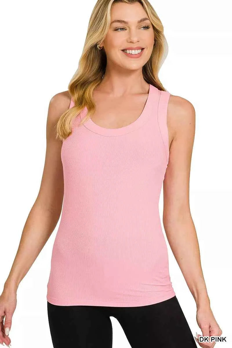 Zenana Ribbed Scoop Neck Tank Top DK PINK 2ed91b11d6484b5e814395e716ccd090-Max-Origin