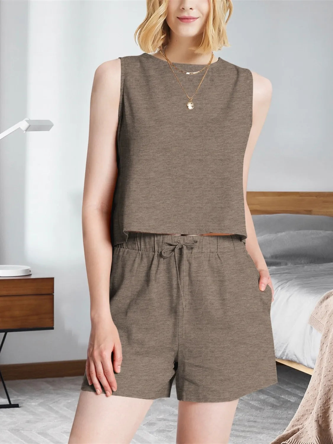 Round Neck Tank and Shorts Set Mocha 2ede386e-49aa-4c91-9085-dcd612161762-Max-Origin