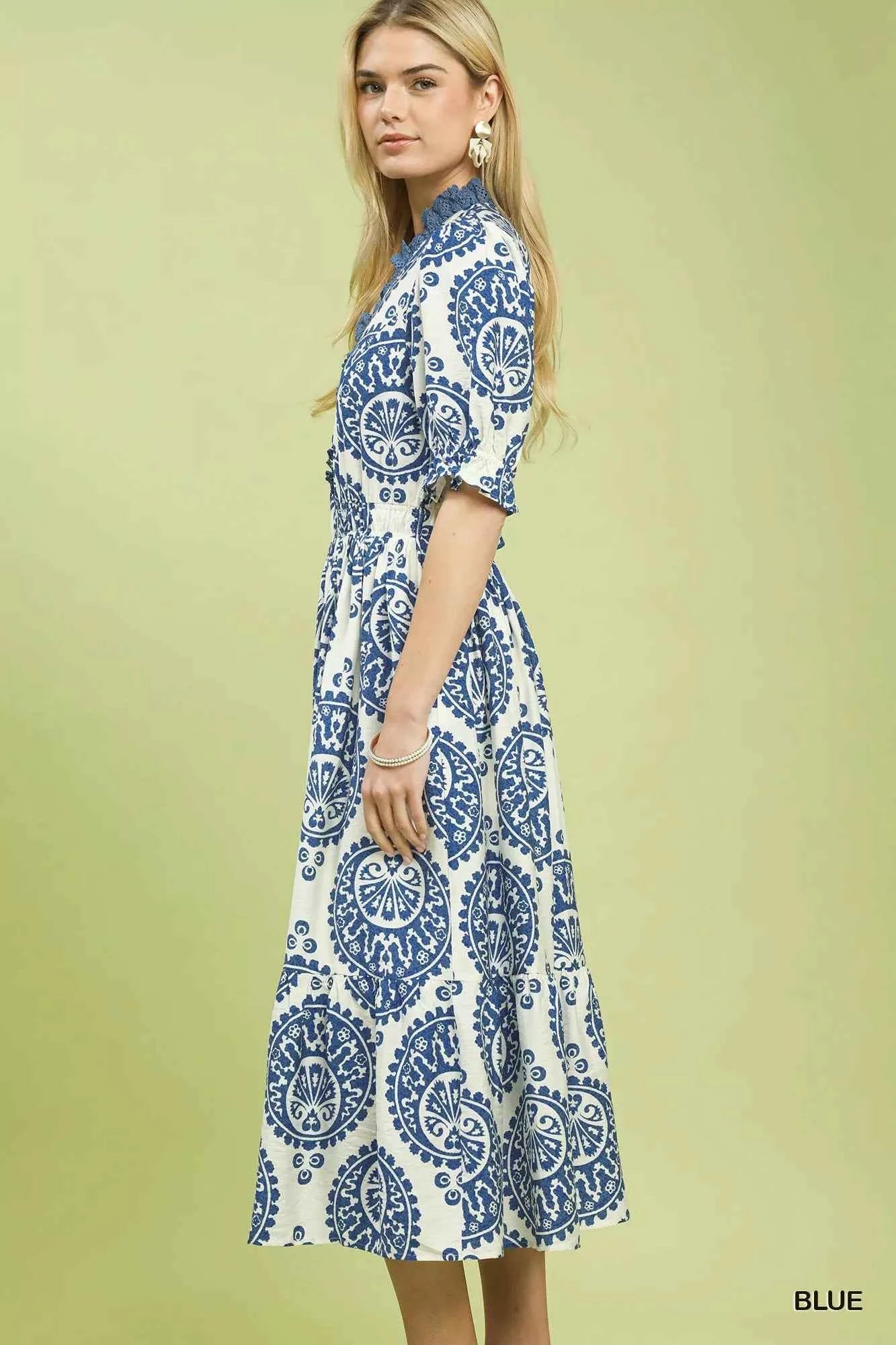 Umgee Paisley Smocked Waist Midi Dress 2ee58aee-0c98-4a73-b99b-03250bfac9de-Max-Origin