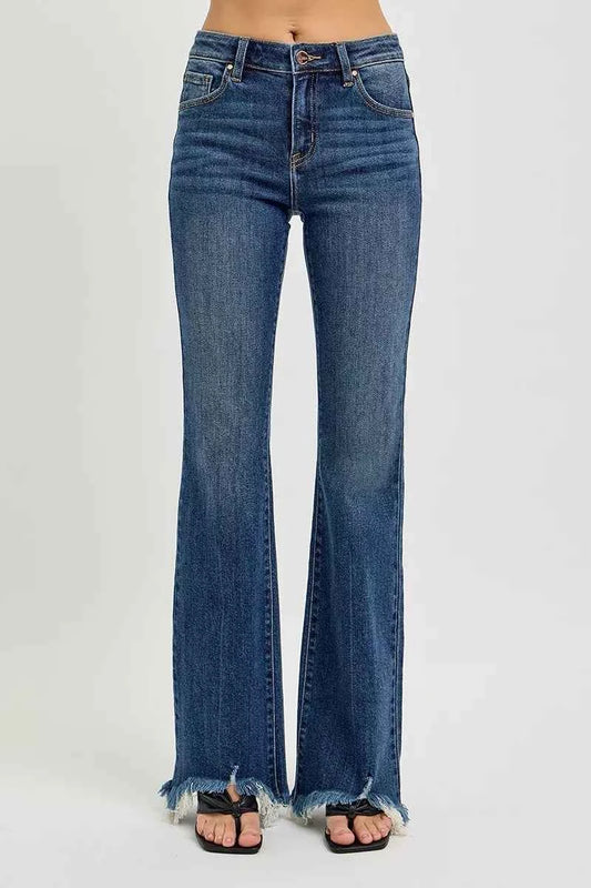 Full Size Mid Rise Flare Frayed Hem Jeans Plus Size 2ee9f7934bdb4e1a816c821556496d0d-Max-Origin