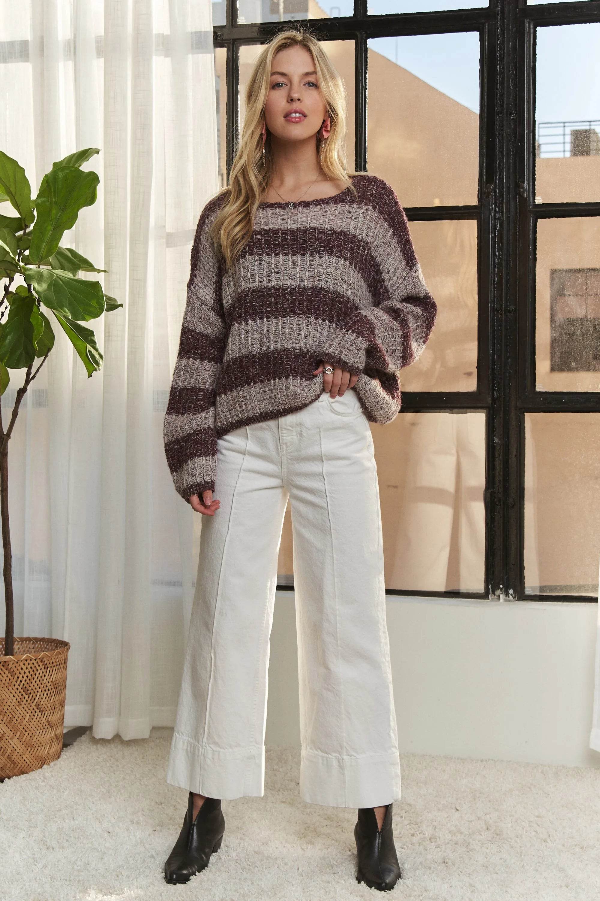 ADORA Horizontal Stripes Knit Textured Sweater 2efc4bee8fc54c5babe796d204df1bbb-Max-Origin