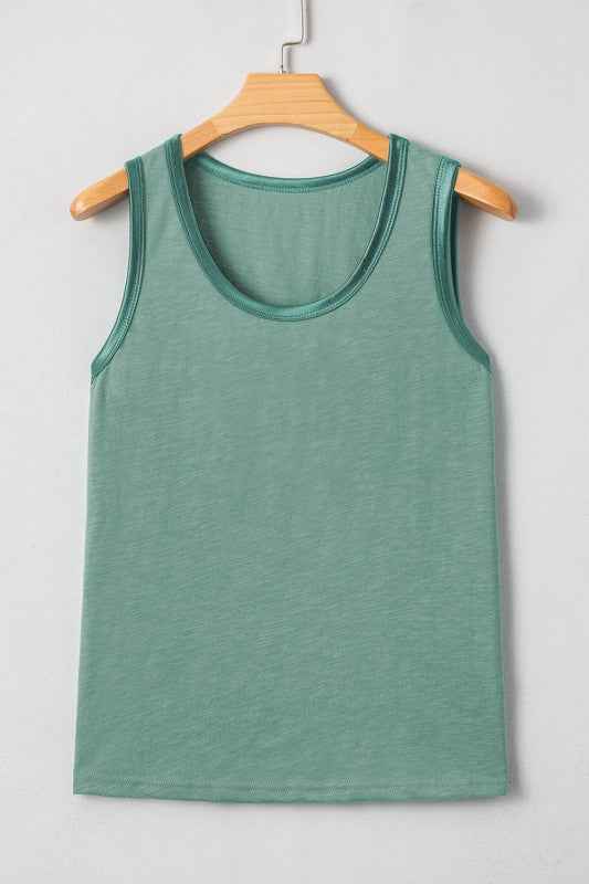 Metallic Contrast Trim Scoop Neck Tank Top 2efda16b-8717-4895-80b0-8965f36a720b_3cf63dbe-9b60-4066-b5e2-52d8ac04c703