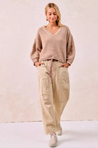 BiBi Drawstring Striped Twill Barrel Pants 2f0085082b4d48ffb09a481330118a05-Max-Origin