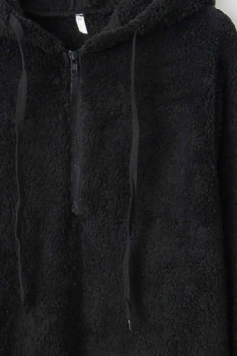 Full Size Quarter-Zip Drawstring Teddy Hoodie 2f00bd5d-a333-40ff-bbc1-a68f52342de7-Max