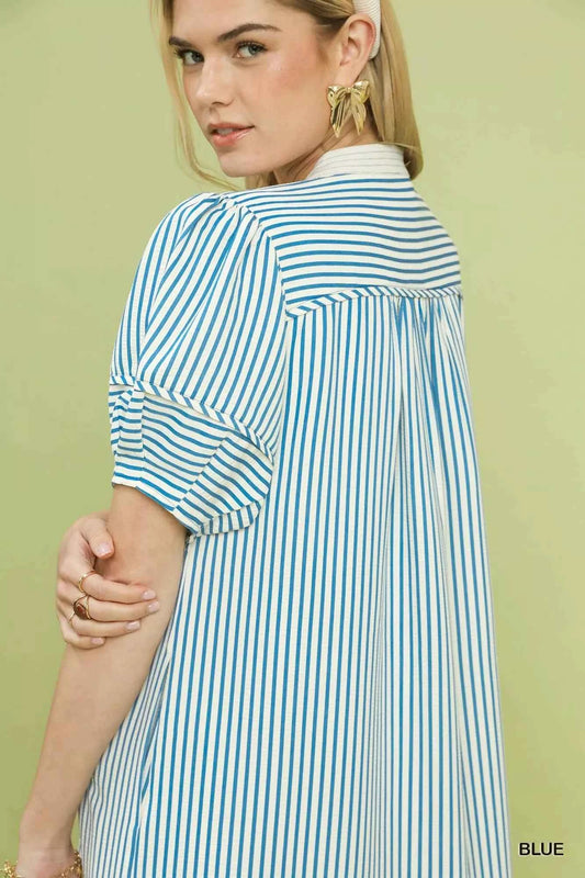 Pinstripe Shift Dress with Contrast Trim 2f01327b-b05c-4616-881b-d130e9e9359d-Max-Origin