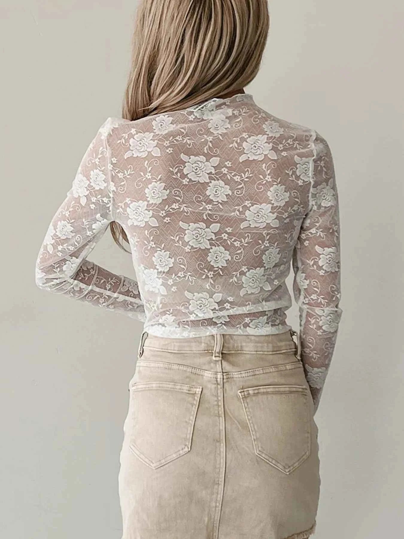 Sheer Floral Lace Mesh Mock Neck Long Sleeve Top 2f02229e-9fec-419b-9901-7f4841110546-Max-Origin