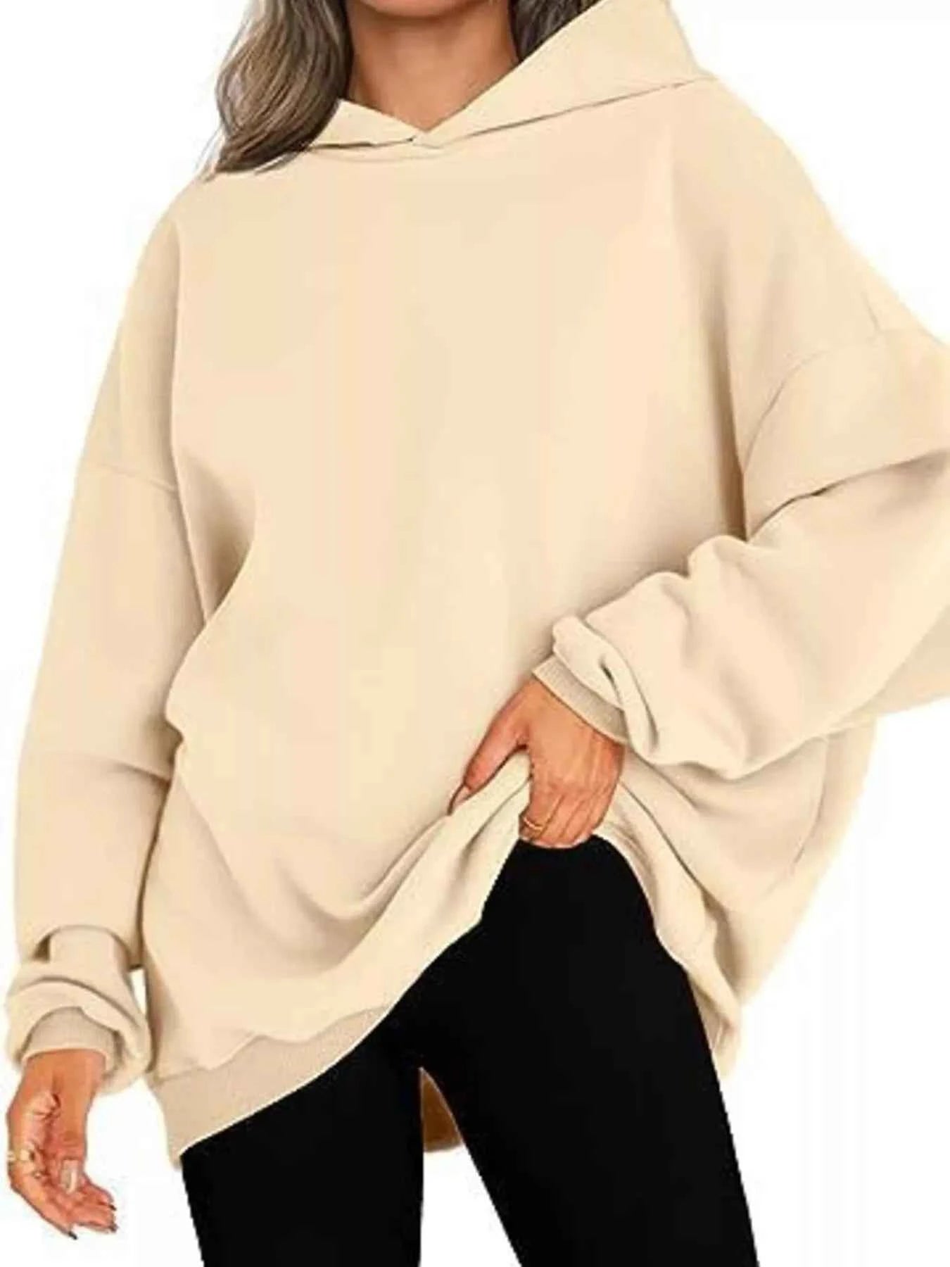 Drop Shoulder Long Sleeve Hoodie Apricot 2f0a7182fe61421597155568033db941-Max-Origin